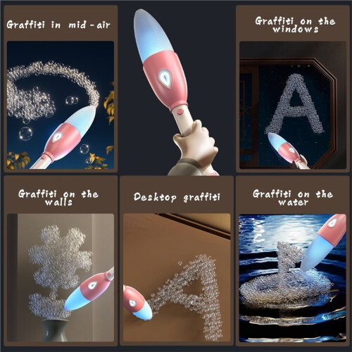 Writing Bubbles Pen Brush Bubble Stick Calligraphy Outdoor Automatic Handheld Bubble Maker Brown 2
