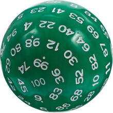 Dados acrílicos de 100 caras, dados numéricos ligeros, bola redondeada verde, poliédricos