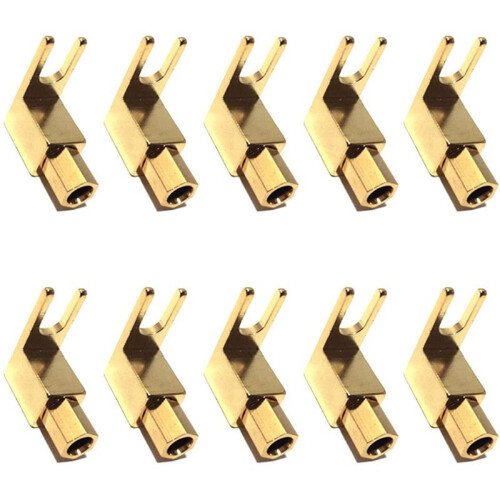 Right Angle Spade Fork & Binding Post - 4mm Banana Plug Socket - Spade Fork Connector for Speaker & Power & Amp(50 Pack) 1