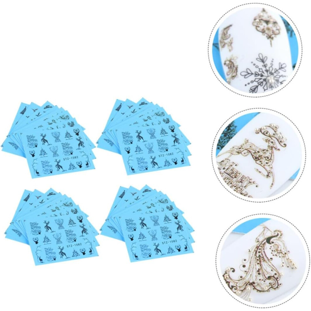 Hkhbjs 32Pcs Christmas Deer Snowflakes Tree Nail Decals Nail Art Diy Decoration For Manicure
