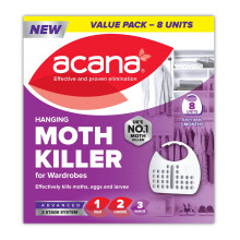 Acana Hanging Moth Killer & Freshener, 8 Pack - Lavender Fragrance, Natural Oils