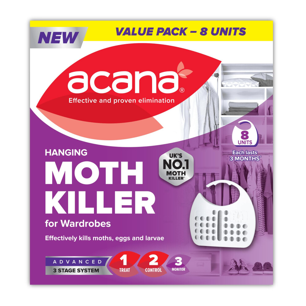 Acana Hanging Moth Killer & Freshener, 8 Pack - Lavender 8 Pack, White - Image 2