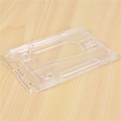 5x Vertical Hard Plastic Badge Holder Double Card ID Multi Transparent 10x6cm 1