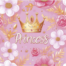Pink Prinsesse Krone Servietter Prinsesse Fødselsdagsfest 33x33cm 20 stk.