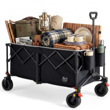 TIMBER RIDGE Festival Trolley on Wheels 300L Compact Folding Beach Trolley Cart Camping Wagon with Brakes