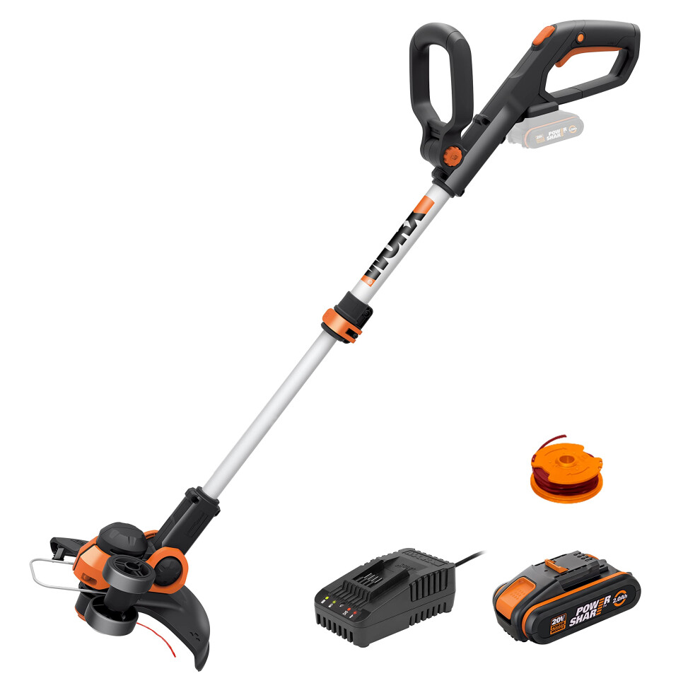 Worx 20V Cordless Grass Trimmer Wg163e.2 With Fast Charger, 1 X 2.0Ah Battery, P