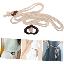 Boho Damen-Taillengürtel aus geflochtenem Seil, verstellbar, weiß, dünn, für Damen-Freizeitkleidung