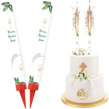 Kagefontæne COMMUNION Liljekonval 18cm 2 stk.