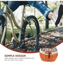 Geflochtener Fahrradkorb aus Weide, 32 x 27 x 21 cm, mit Innenfutter, Mehrzweck-Fahrradkorb für vorne