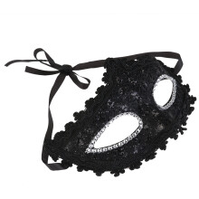 1Elegante Zwarte Kanten Cosplay Masker Met Kristallen