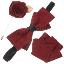 1Set Donkerrode Doek Strik Met Broche En Accessoires