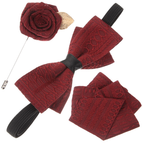1Set Donkerrode Doek Strik Met Broche En Accessoires