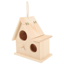 1Nest Hanging Wooden Parakeet Nest Box, Natural Breeding Bird Supplies