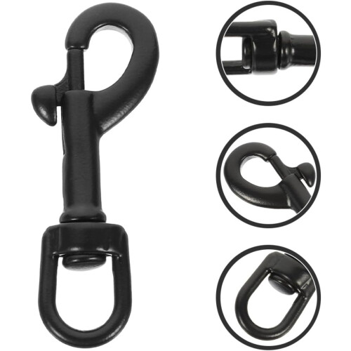 Black 70Mm Stainless Steel Single Head Bolt Snap Hook Swivel Clip Trigger Hook