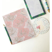 Cloth Book Cover Adjustable Satin Fabric Book Sleeve Decorative Rose Pink A5 Notebook Protector