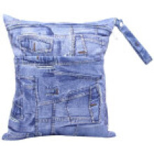 (Jeans)Cartoon Pattern Diaper Bag Knitted Flat Fabric Double Zipper Printing Digital