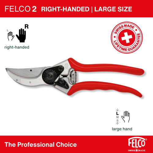 Felco FELCO 2 Pruning Secateurs – 25 mm Cutting Diameter, for Large Hands, 215 mm Leng 1