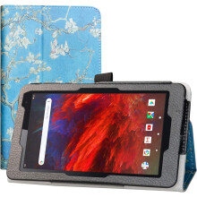 ETUI TIL VANKYO MATRIXPAD Z1 7" BLÅ LUKKET MED FLAP, GRENE OG BLOMSTER