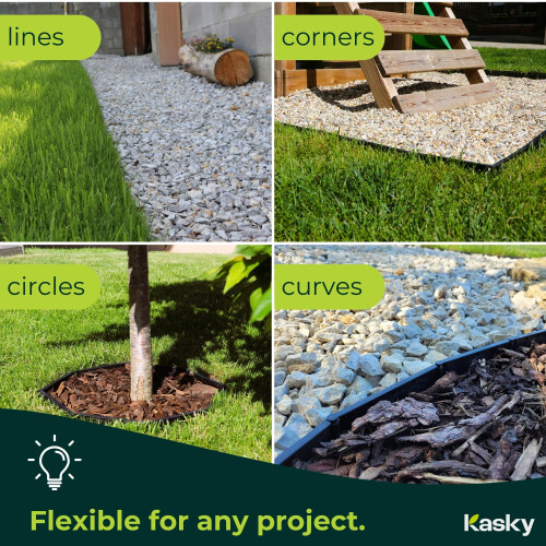 Kasky Easy-to-Install Lawn Edging Border, Recycled Plastic, 21.4 m 2