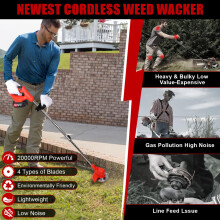Cordless Strimmer, Telescopic Lightweight Grass Trimmer with 2 X 21V Lithium Bat