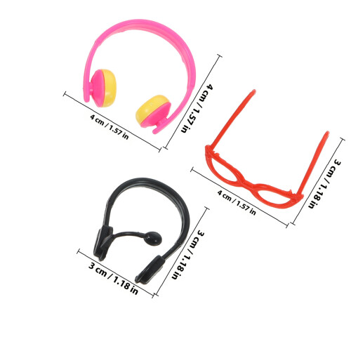 1Set Plastic Mini Headset En Brillen Voor Verkleedspel 1