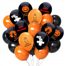 BALLONER Sæt med HALLOWEEN balloner orange sort med print mix 20 stk.