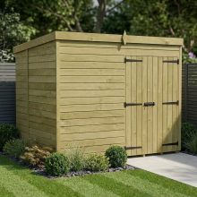 8 x 6 Pent Shed Tanalised (Double Door, No Windows)