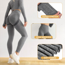 1Fitnessleggings Taille Yoga Broek Grijs Sport En Gym