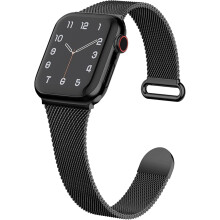 URREM TIL APPLE WATCH 1/2/3/4/5/6/7/8/9/SE 38/40/41mm SORT STÅL