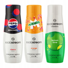 Sæt med 3 siruper til Sodastream Pepsi Max Cherry + Lemon Lime + Mirinda