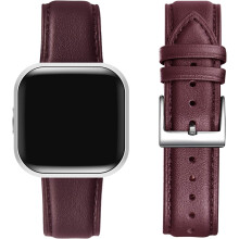 URREM TIL Fitbit Versa/Versa 2/LITE/SE RØDVIN ÆGTE LÆDER