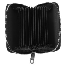 1Leren Zwart Credit Card Holder Met En Opbergruimte