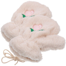 1Paar Schattige Beige Winterhandschoenen En Vrouwen