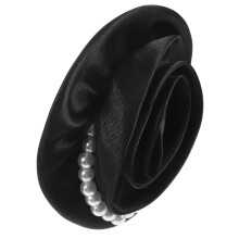 Zwarte Broche Pin Kleding Met Bloem En Parels