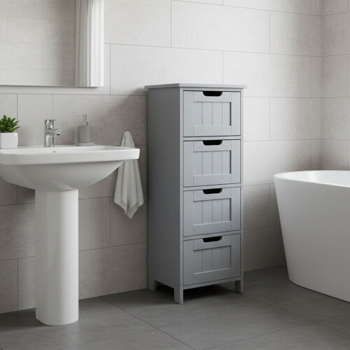 Bathroom Storage Cabinet, 4 Drawers, Space-Saving Design