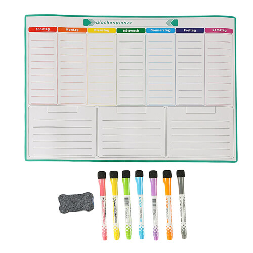 Magnetische A3-weekplanner met 7 uitwisbare stiften 1