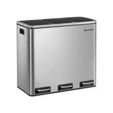 Recycling Bin - Stainless Steel - Fingerprint-Proof - Soft-Closing Lids, 3 Compartments, 54L Capacity