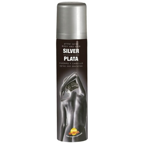SILVER Fabra UV Glitter Spray til Krop og Hår Halloween 75ml