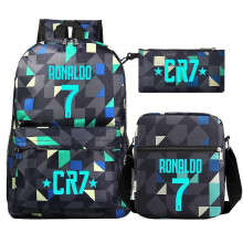 (Ivory) 3Pcs Backpack Fashion Women Cr7 Backpack Trend Backpack Waterproof Large School Bag Teenage Student Shoulder Bags
