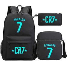 (Khaki) 3Pcs Backpack Fashion Women Cr7 Backpack Trend Backpack Waterproof Large School Bag Teenage Student Shoulder Bags