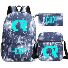 (plum) 3Pcs Backpack Fashion Women Cr7 Backpack Trend Backpack Waterproof Large School Bag Teenage Student Shoulder Bags