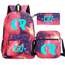 (Chocolate) 3Pcs Backpack Fashion Women Cr7 Backpack Trend Backpack Waterproof Large School Bag Teenage Student Shoulder Bags