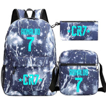 (Dark Grey) 3Pcs Backpack Fashion Women Cr7 Backpack Trend Backpack Waterproof Large School Bag Teenage Student Shoulder Bags
