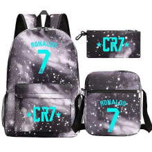 (Pink) 3Pcs Backpack Fashion Women Cr7 Backpack Trend Backpack Waterproof Large School Bag Teenage Student Shoulder Bags