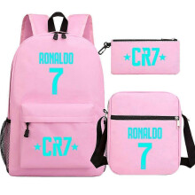 (Auburn) 3Pcs Backpack Fashion Women Cr7 Backpack Trend Backpack Waterproof Large School Bag Teenage Student Shoulder Bags