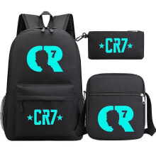 (Yellow) 3Pcs Backpack Fashion Women Cr7 Backpack Trend Backpack Waterproof Large School Bag Teenage Student Shoulder Bags