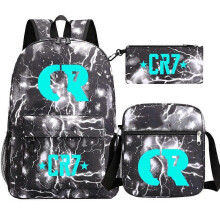(Light Green) 3Pcs Backpack Fashion Women Cr7 Backpack Trend Backpack Waterproof Large School Bag Teenage Student Shoulder Bags