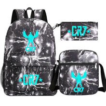 (picture color) 3Pcs Backpack Fashion Women Cr7 Backpack Trend Backpack Waterproof Large School Bag Teenage Student Shoulder Bags