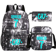 (Green) 3Pcs Backpack Fashion Women Cr7 Backpack Trend Backpack Waterproof Large School Bag Teenage Student Shoulder Bags