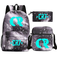 (Dark Khaki) 3Pcs Backpack Fashion Women Cr7 Backpack Trend Backpack Waterproof Large School Bag Teenage Student Shoulder Bags